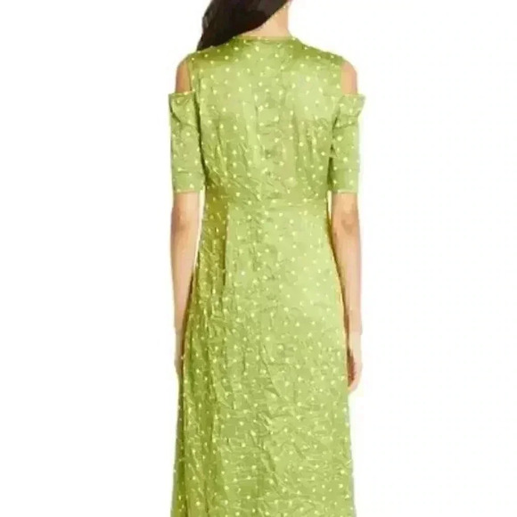 New Ganni Lime Green Long Polka Dot Maxi Dress Woman 38 (US Size M/6-8) - Picture 2 of 11